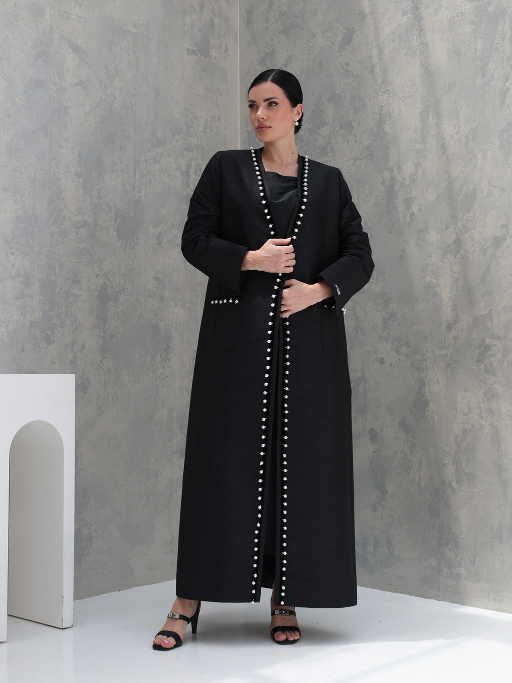 Everyday Collection Abaya — Black Pearl Trim