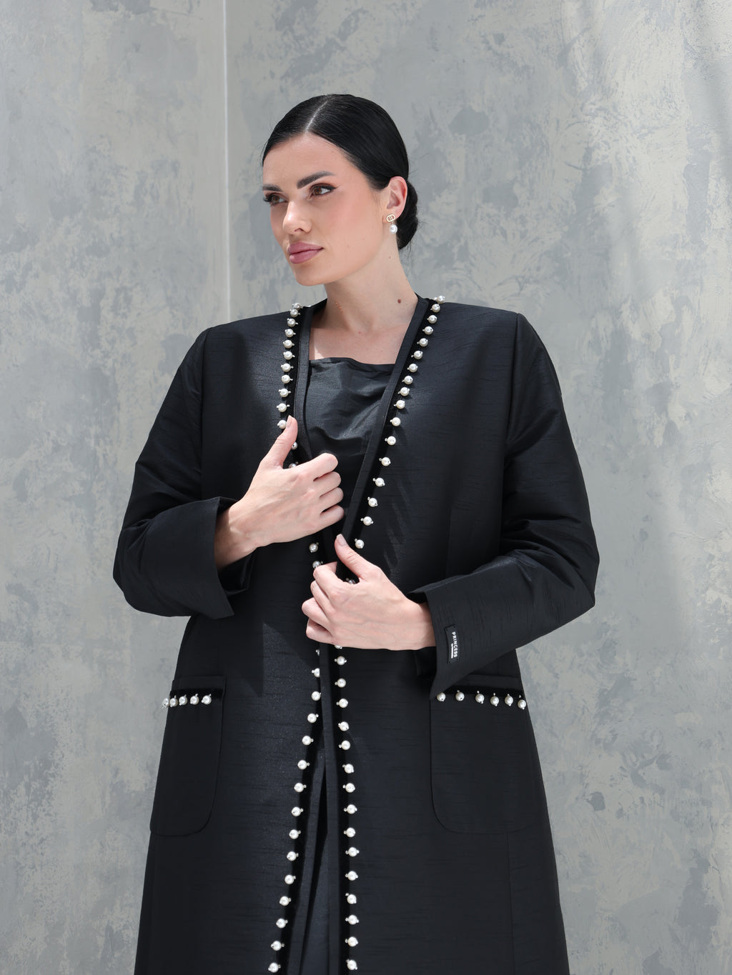 Everyday Collection Abaya — Black Pearl Trim