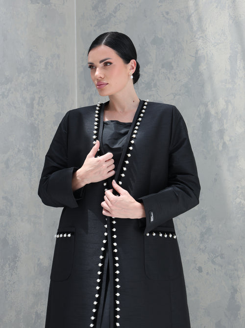 Everyday Collection Abaya — Black Pearl Trim